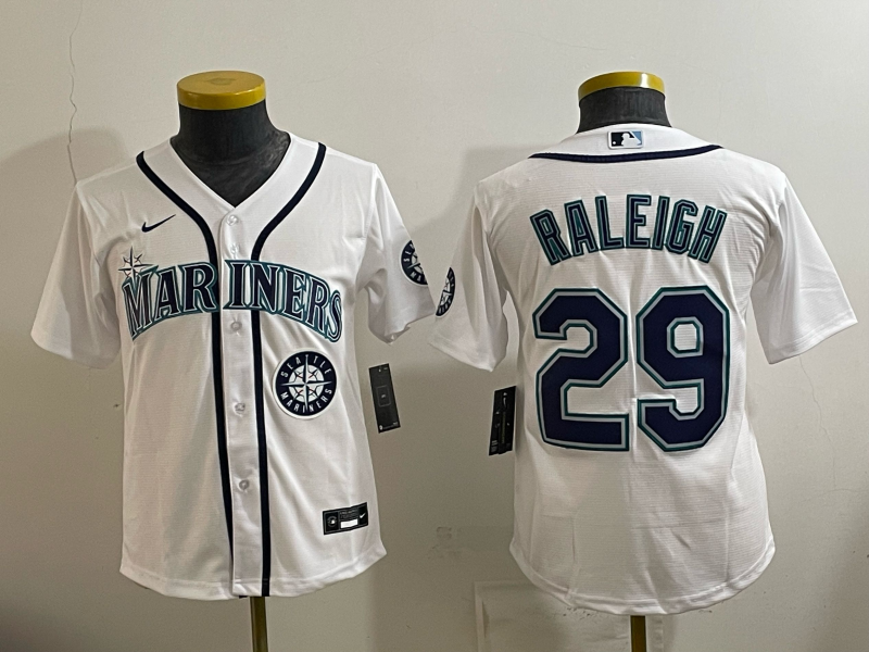 youth 2026 Seattle Mariners #29 Raleigh white Nike MLB Jersey 006
